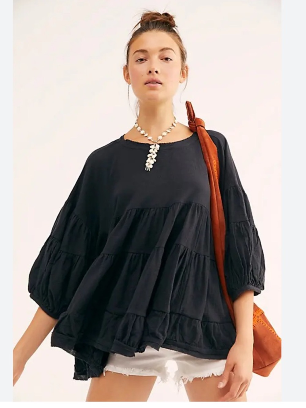 Free People Briana Tunic Top in Black